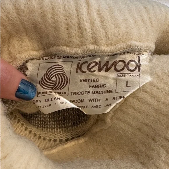 Vintage Ice Wool Icelandic Thick 100% Sheep’s Wool Thick Warm Sweater, Large - Picture 7 of 9